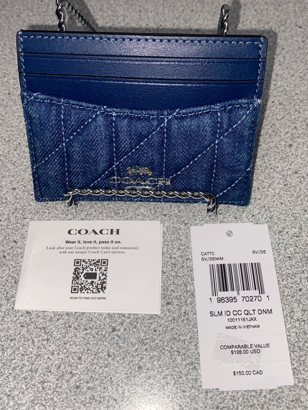 Coach Slim ID Card Case Quilted Denim NWT - Picture 3 of 9